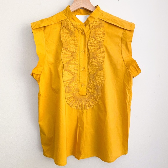 3.1 Phillip Lim Tops - 3.1 Phillip Lim yellow ruffle cap sleeve blouse